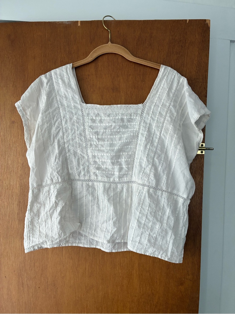 Madewell White Square-Neck Pintuck Cotton Top - Picture 4 of 5